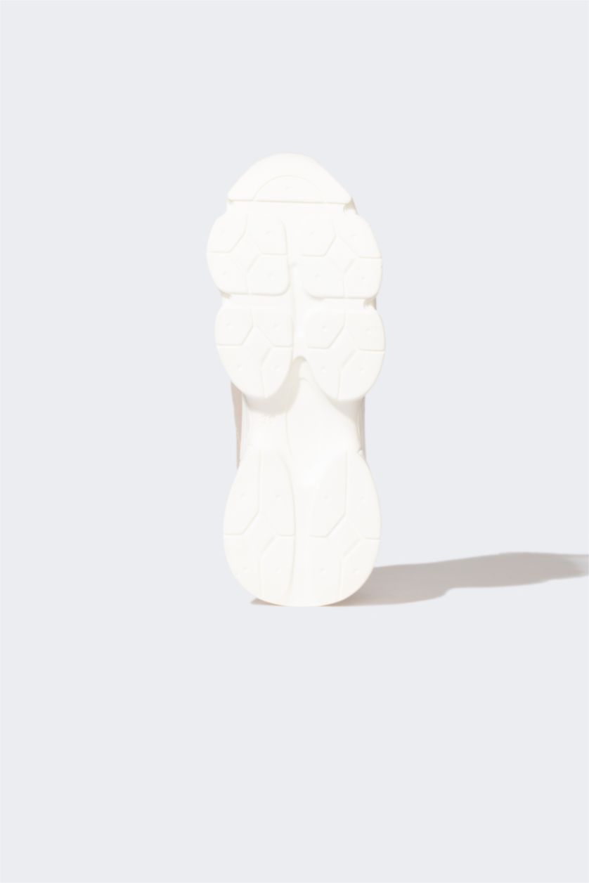 Kadın Bej Kadın Kalın Taban Bağcıklı Suni Deri Spor Ayakkabı