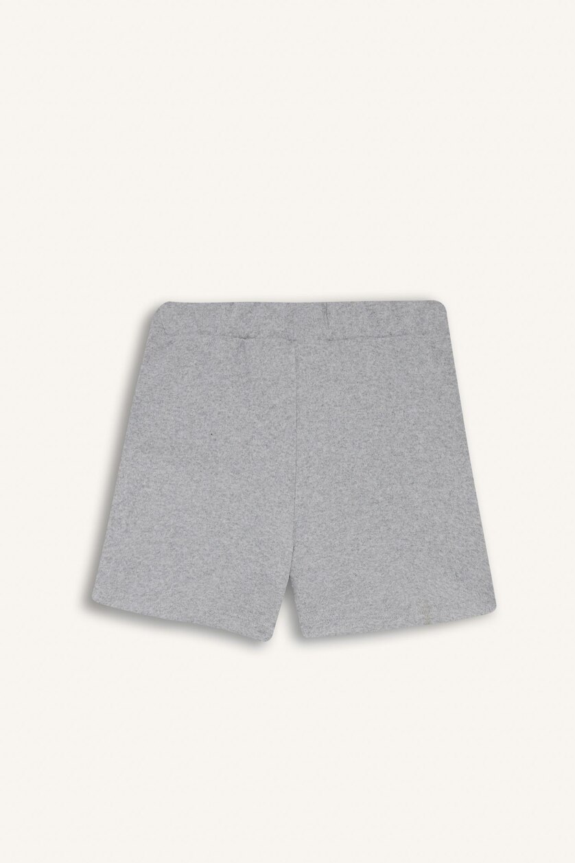 Kız Çocuk - Genç Kız Gri Melanj Kız Çocuk Beli Lastikli Basic Düz Şort
