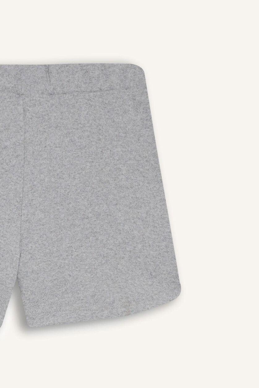 Kız Çocuk - Genç Kız Gri Melanj Kız Çocuk Beli Lastikli Basic Düz Şort