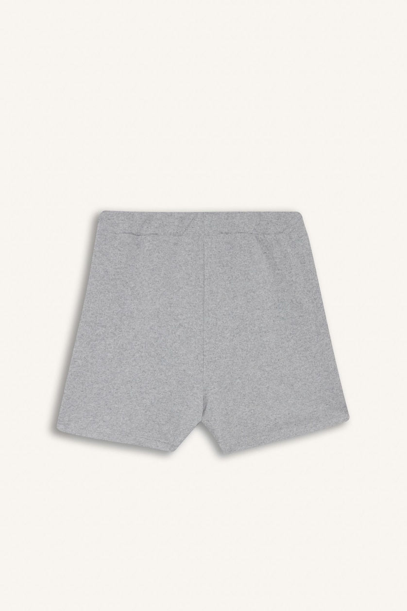 Kız Çocuk - Genç Kız Gri Melanj Kız Çocuk Beli Lastikli Basic Düz Şort