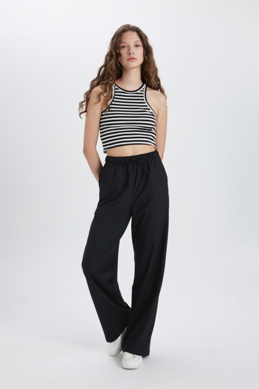 WOMAN Black Wide Leg High Waist Standard Trousers