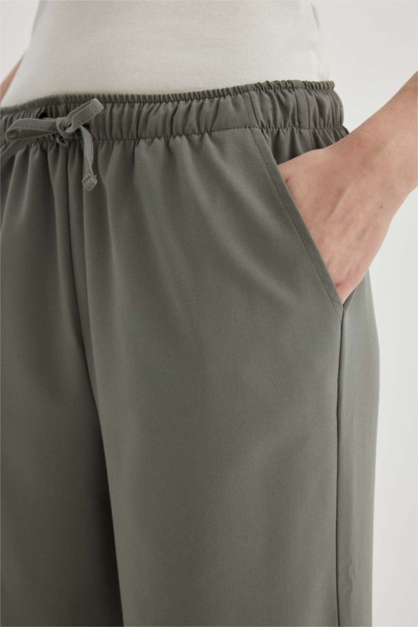 Әйелдерге хаки кең аяқ Шалбар