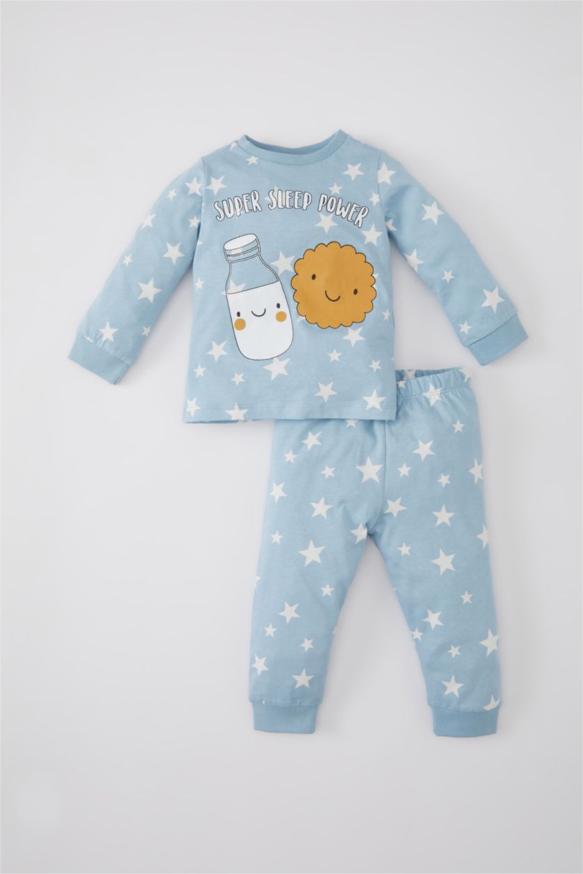 BABY BOY Blue Baby Boy Star Patterned Cotton 2 Piece Pajama Set