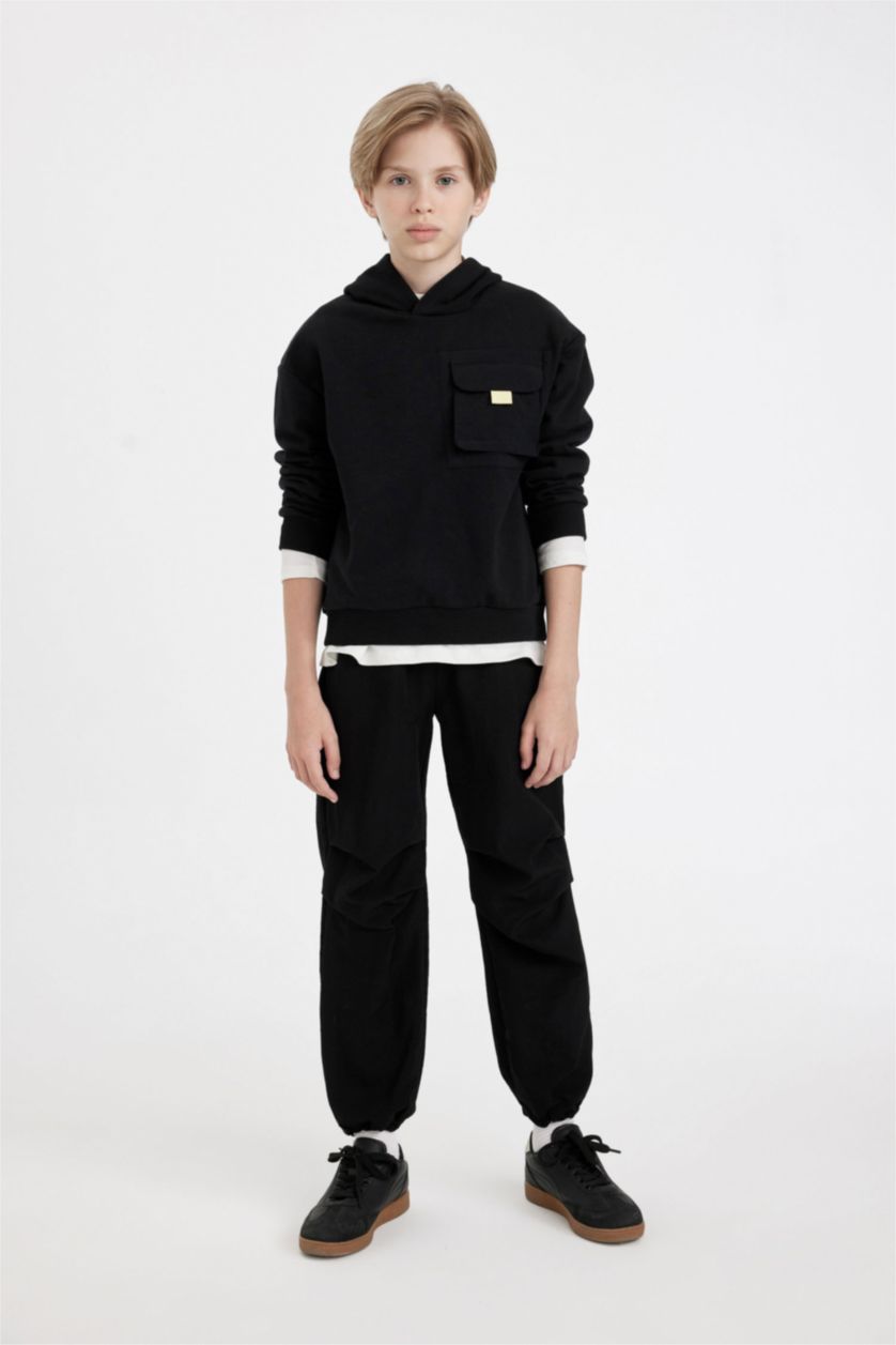 BOYS & TEENS Black Boy Parachute Jogger Pants