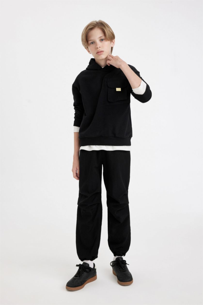 BOYS & TEENS Black Boy Parachute Jogger Pants