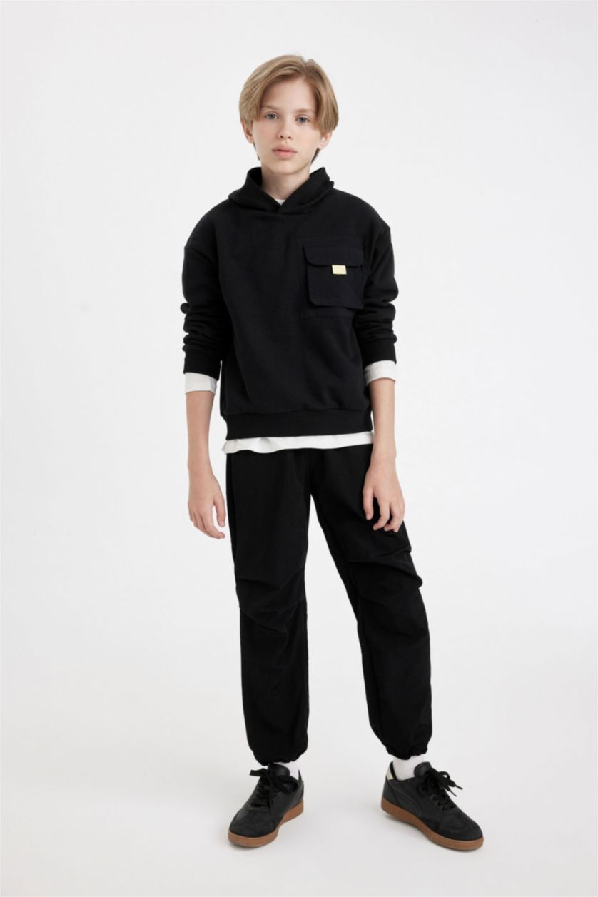 BOYS & TEENS Black Boy Parachute Jogger Pants