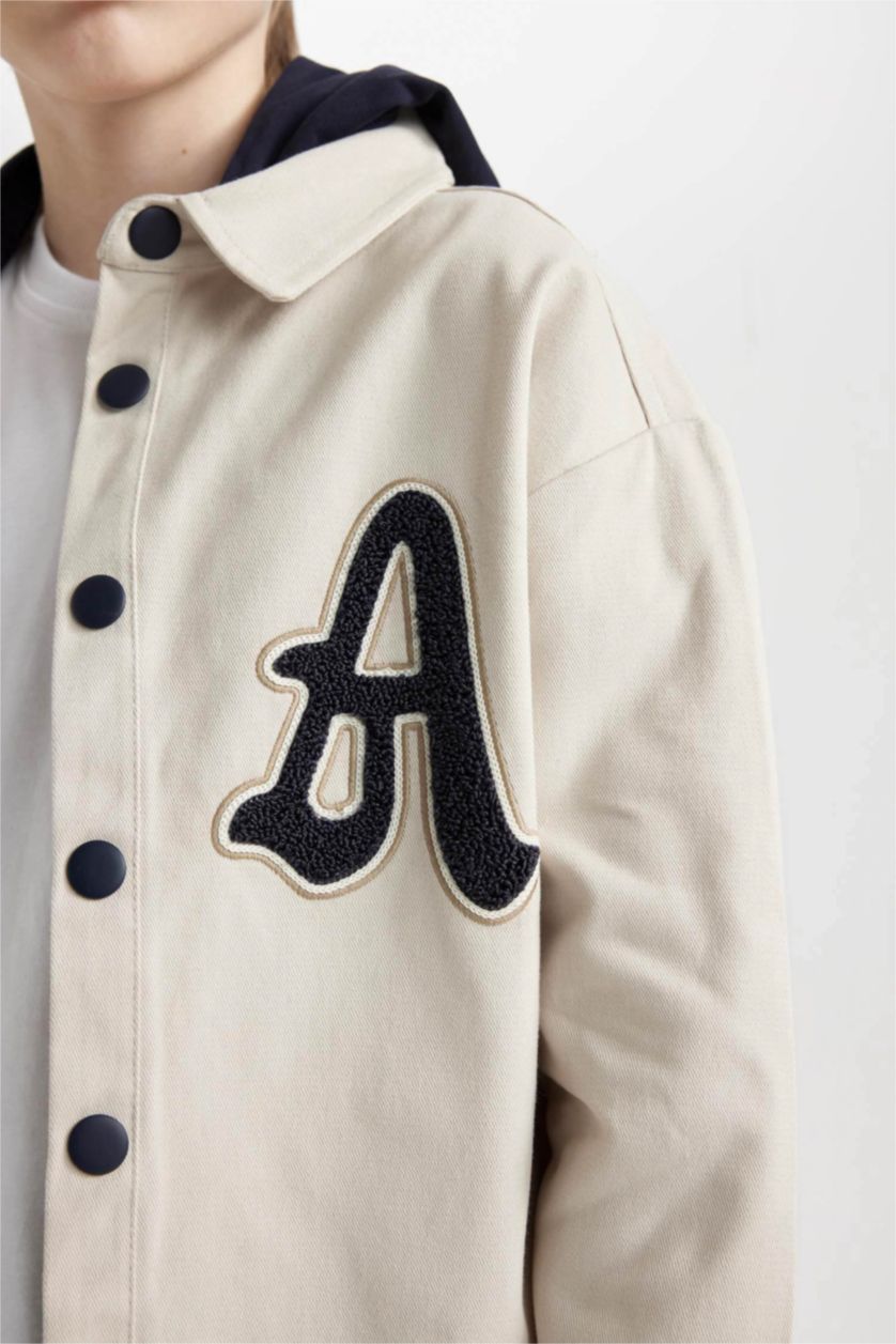 GARÇONS Beige Chemise à capuche Oversize en Gabardine à Manches Longues pour Garçon