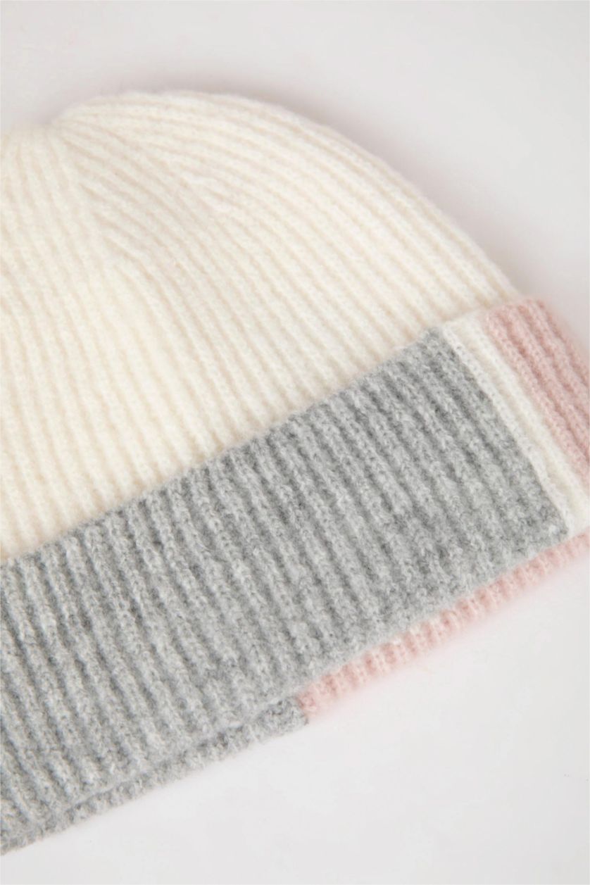 Kadın Açık Gri Kadın Basic Düz Örgü Bere