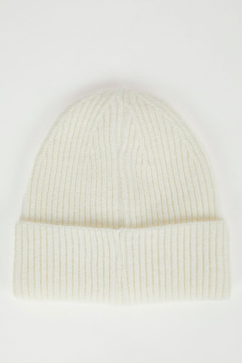 Kadın Beyaz Kadın Baskılı Örgü Bere