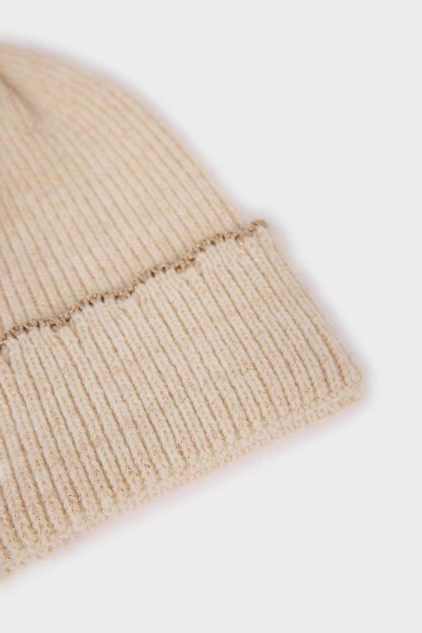 WOMAN Beige Woman Glitter Beanie
