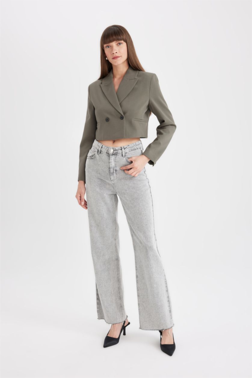 Женщины Хаки Блейзер короткий для женщин