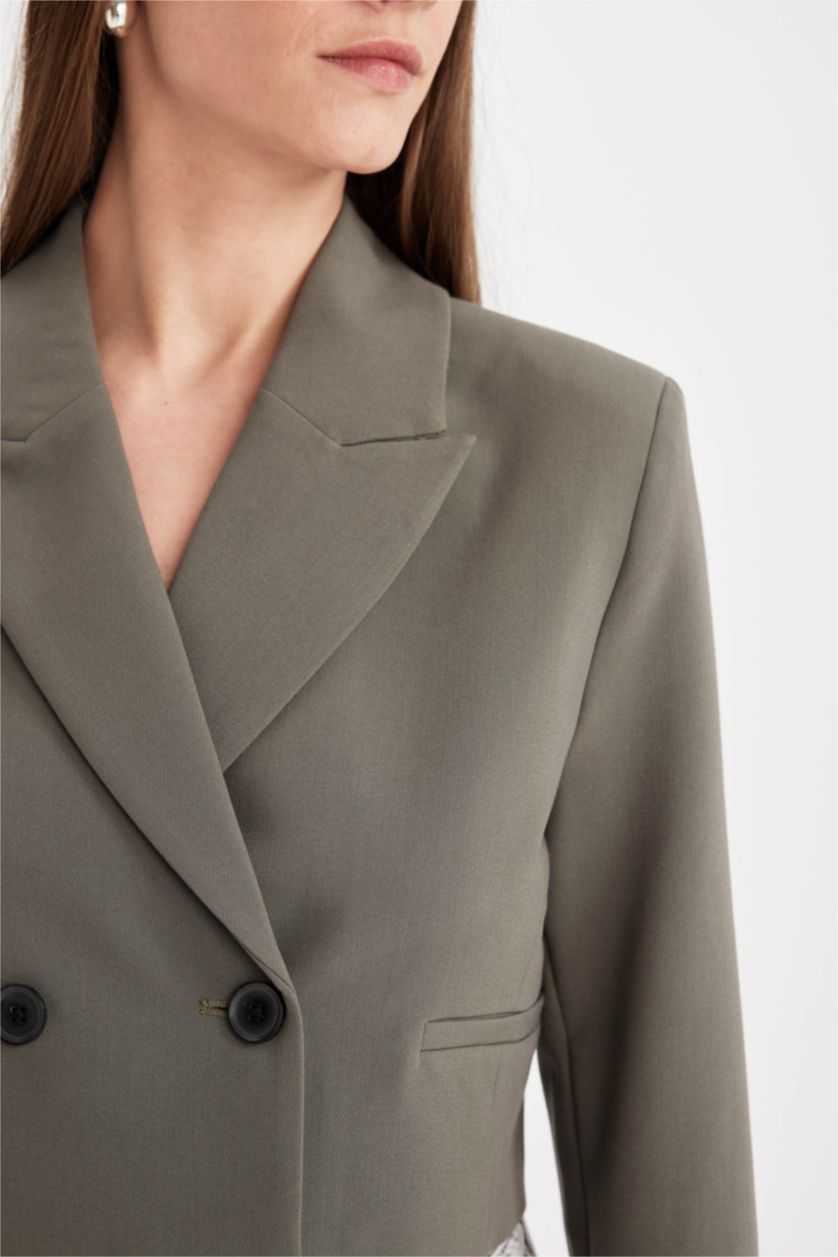 Женщины Хаки Блейзер короткий для женщин