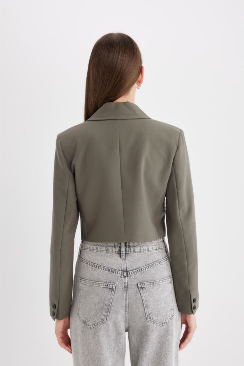Женщины Хаки Блейзер короткий для женщин