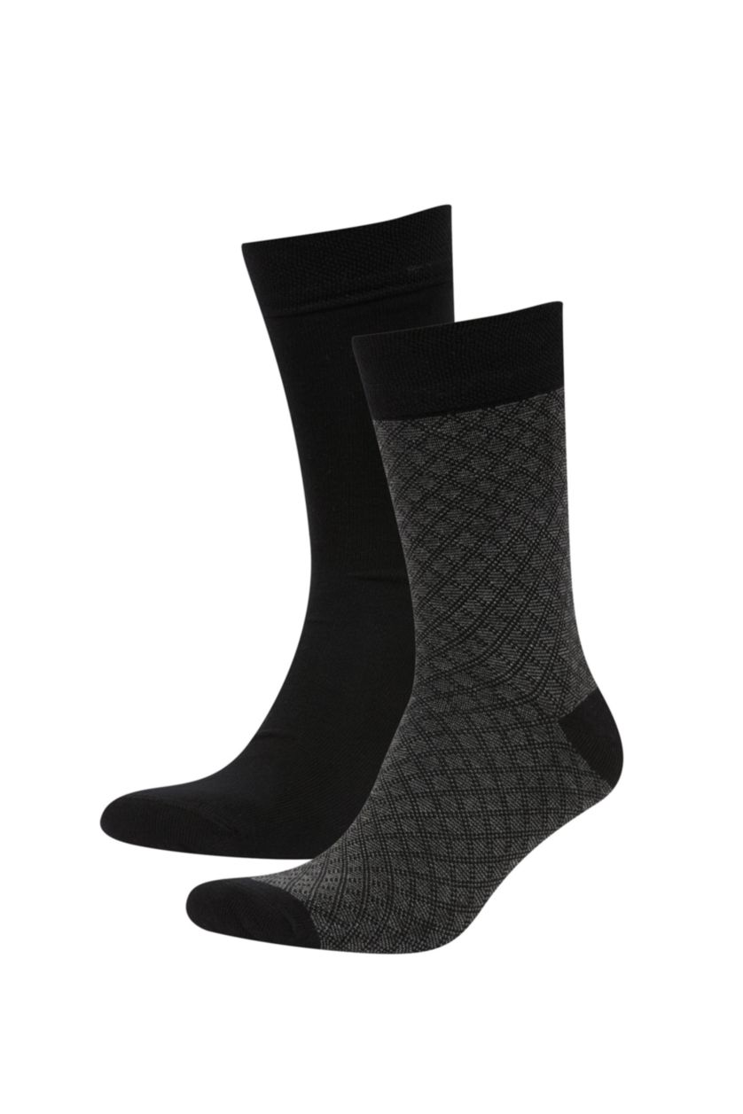 Erkek Siyah Erkek Dikişsiz 2'li Bambu Uzun Çorap