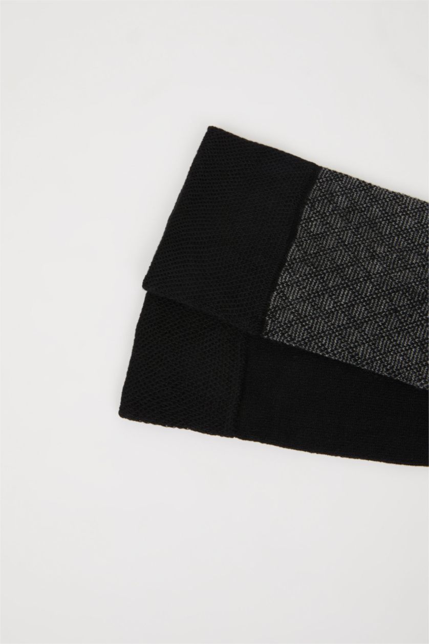 Erkek Siyah Erkek Dikişsiz 2'li Bambu Uzun Çorap