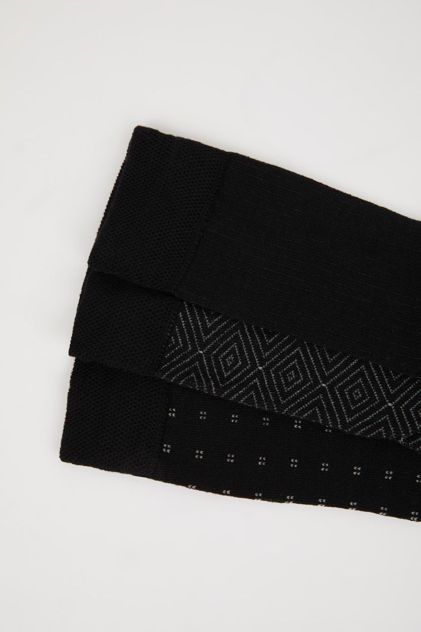 Erkek Siyah Erkek Dikişsiz 3'lü Bambu Uzun Çorap