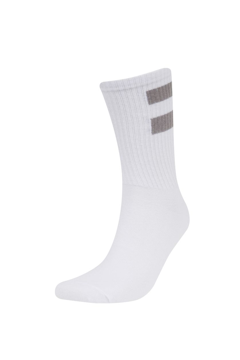 MAN White Comfortable Elastic 5 Piece Cotton Long Socks