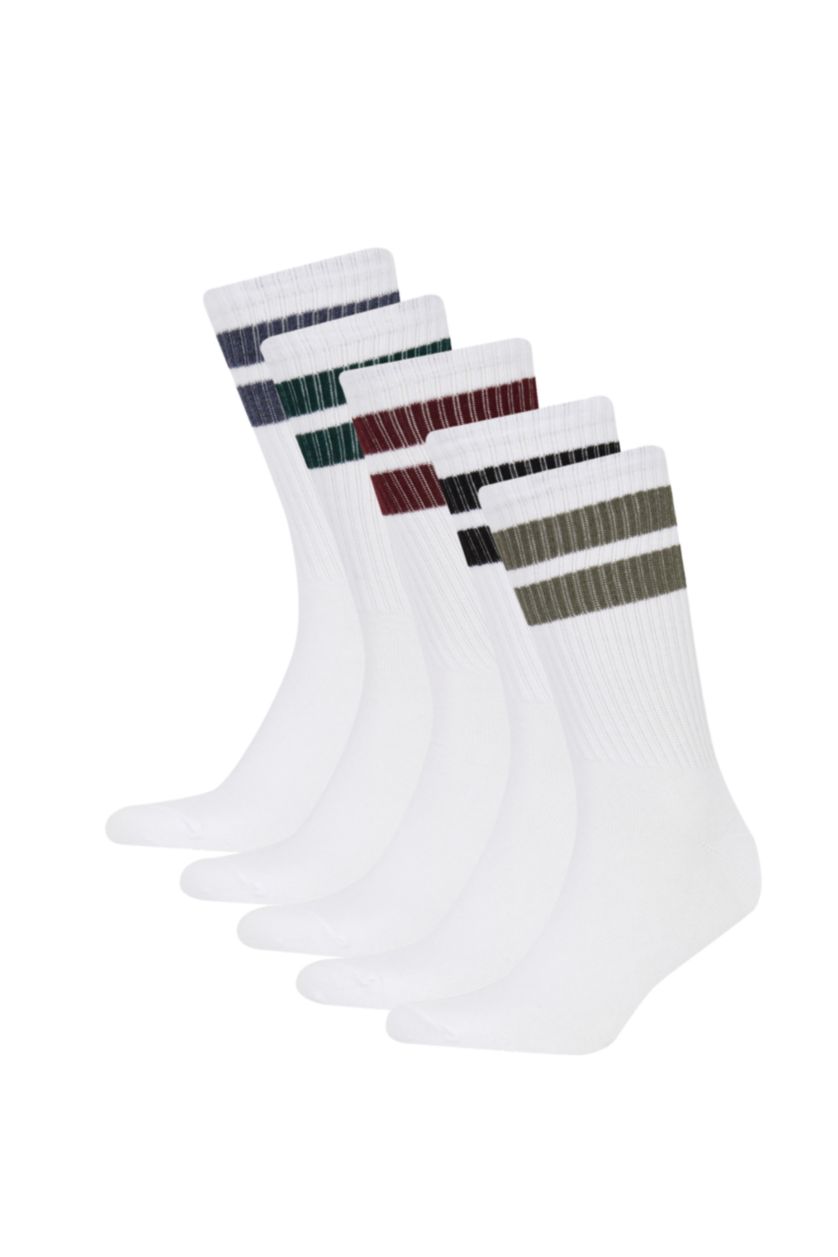HOMME Blanc Lot de 5 paires de chaussettes longues en coton pour homme
