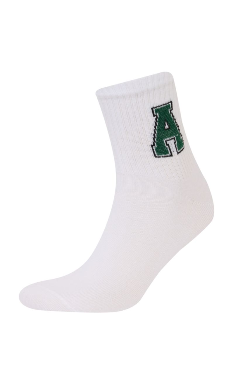 Erkek Beyaz Erkek Rahat Lastikli 3'lü Pamuklu Soket Çorap