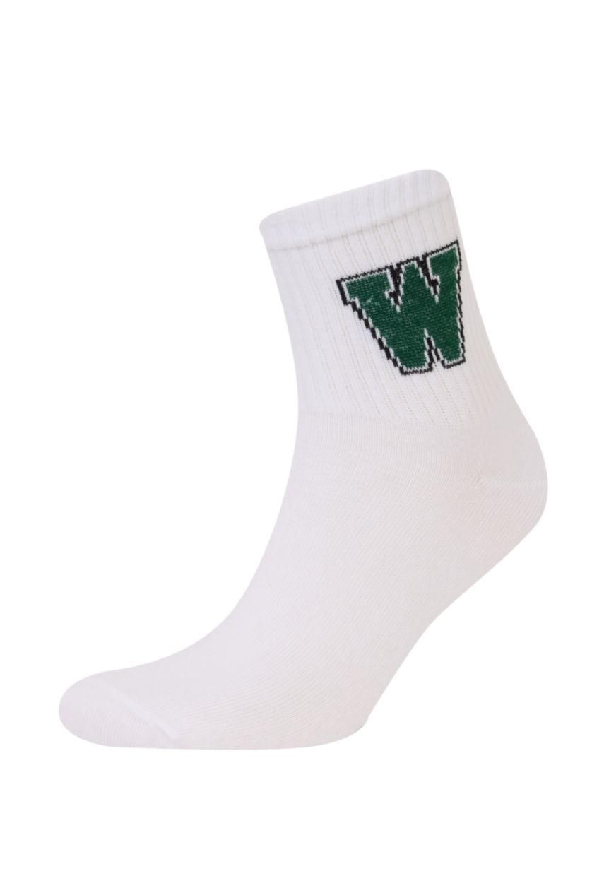 Erkek Beyaz Erkek Rahat Lastikli 3'lü Pamuklu Soket Çorap