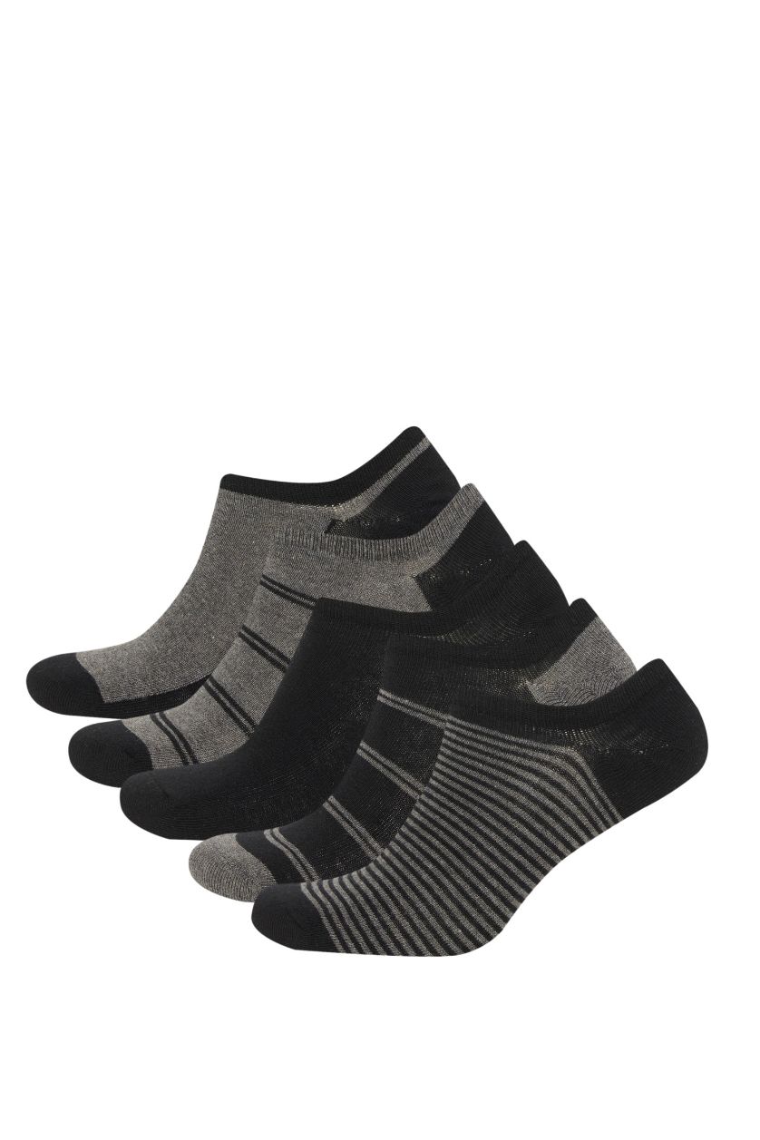 MAN Black Boy Invisible 5 Piece Cotton Sneaker Socks