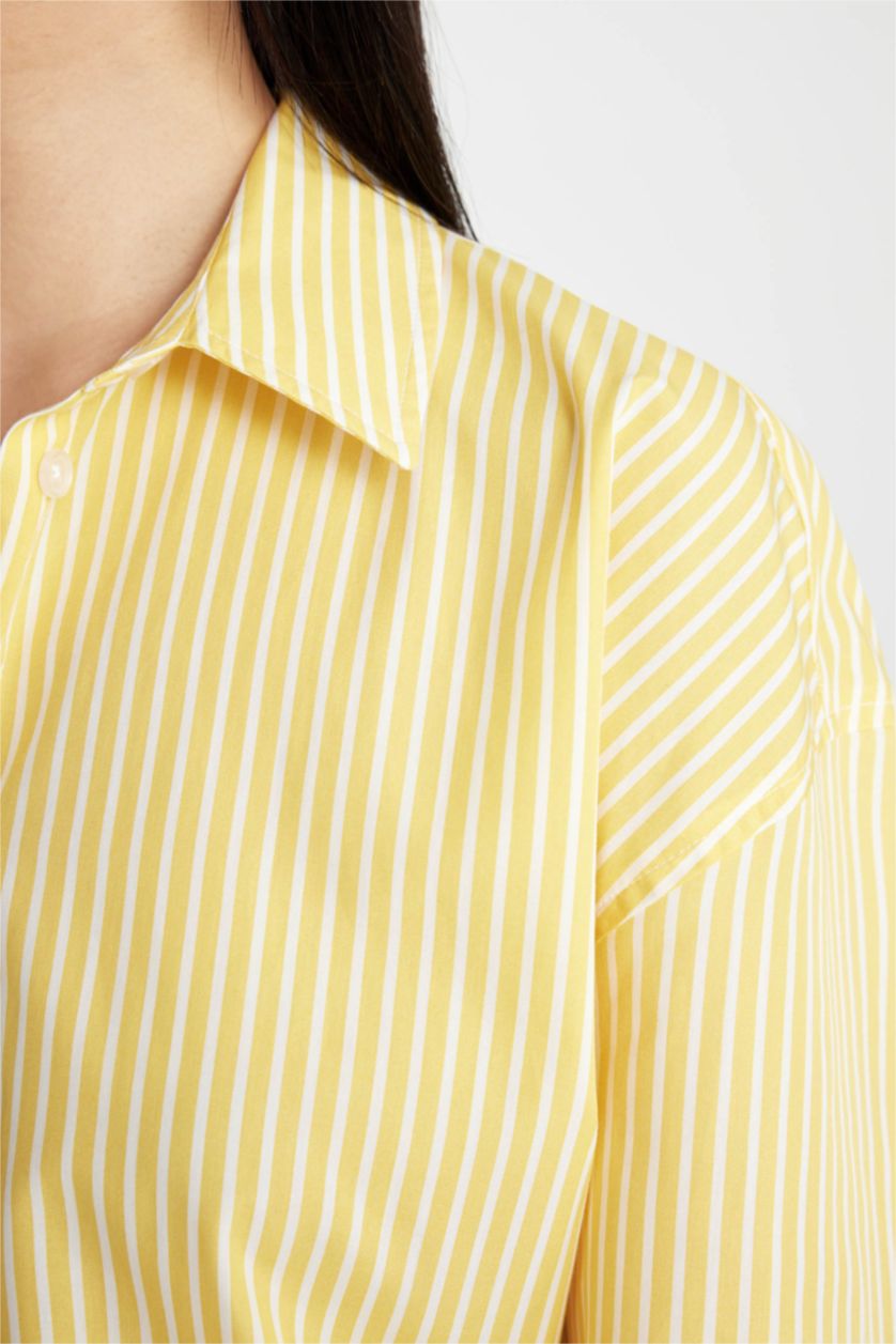 FEMME Jaune Chemise Oversize en Popeline à Manches Longues