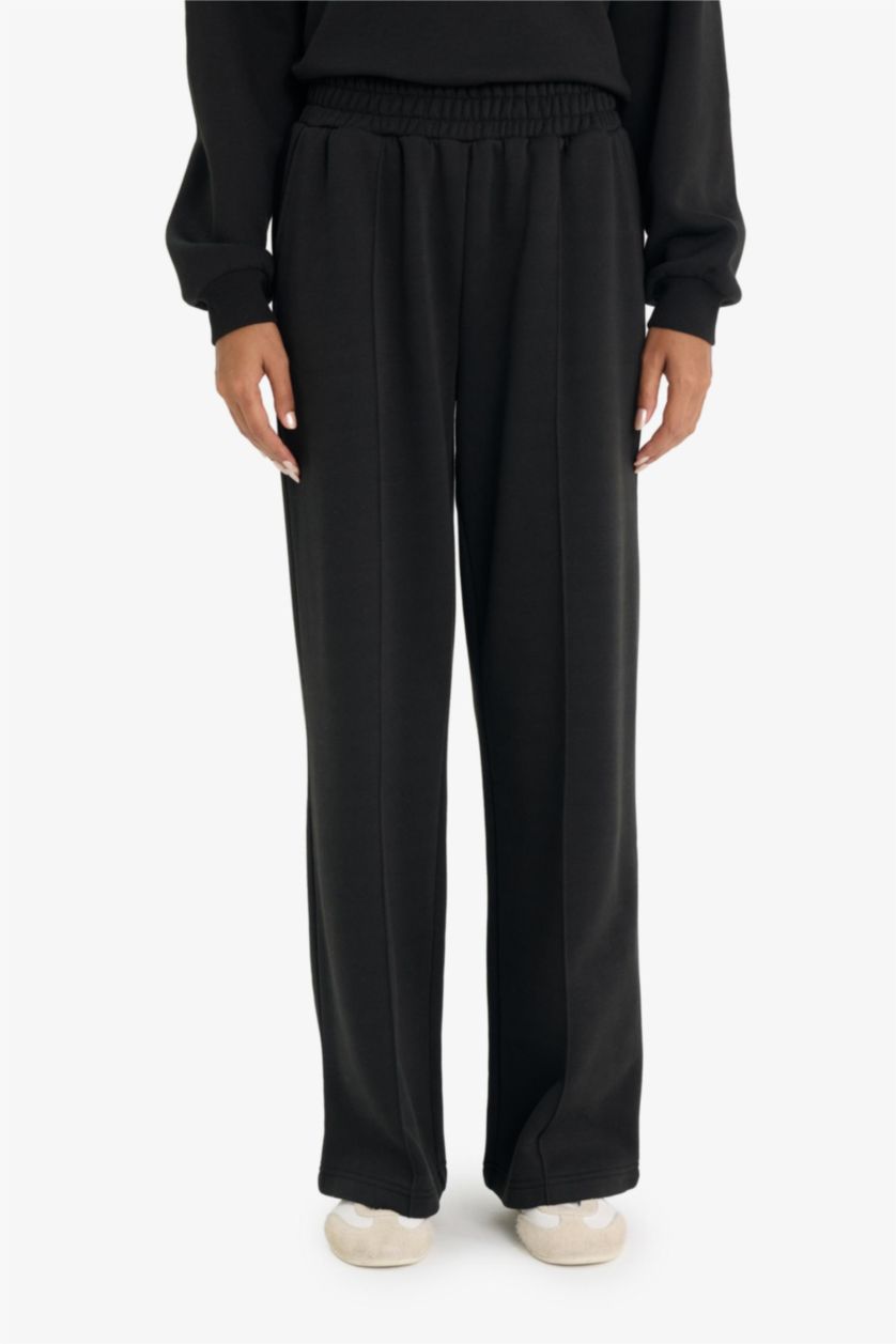 WOMAN Black Wide Leg Thick Fabric Trousers