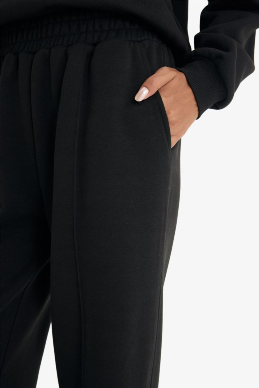 WOMAN Black Wide Leg Thick Fabric Trousers