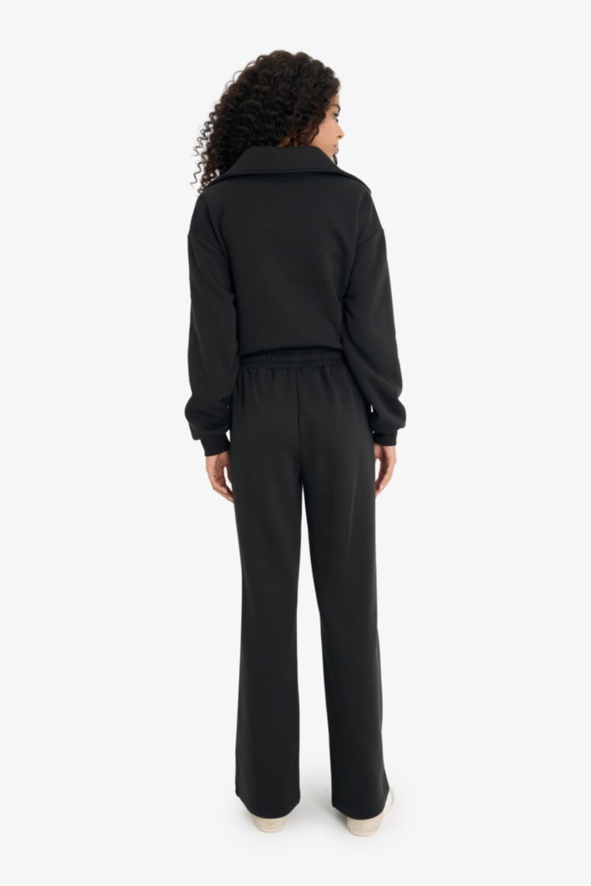 WOMAN Black Wide Leg Thick Fabric Trousers