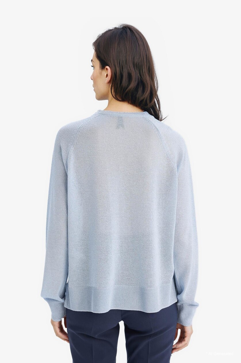 Women Light Blue Regular Fit Crew Neck Basic Knit Pullover