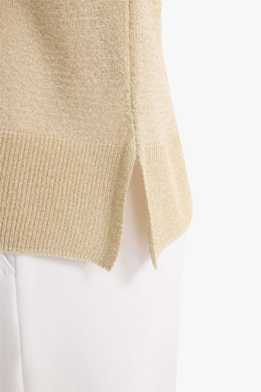 نساء بيج Regular Fit Crew Neck Crew Neck Knitwear Pullover
