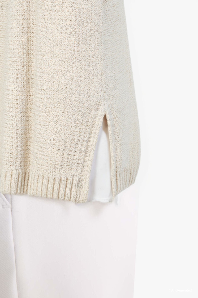 نساء بيج Regular Fit Crew Neck Crew Neck Knitwear Pullover