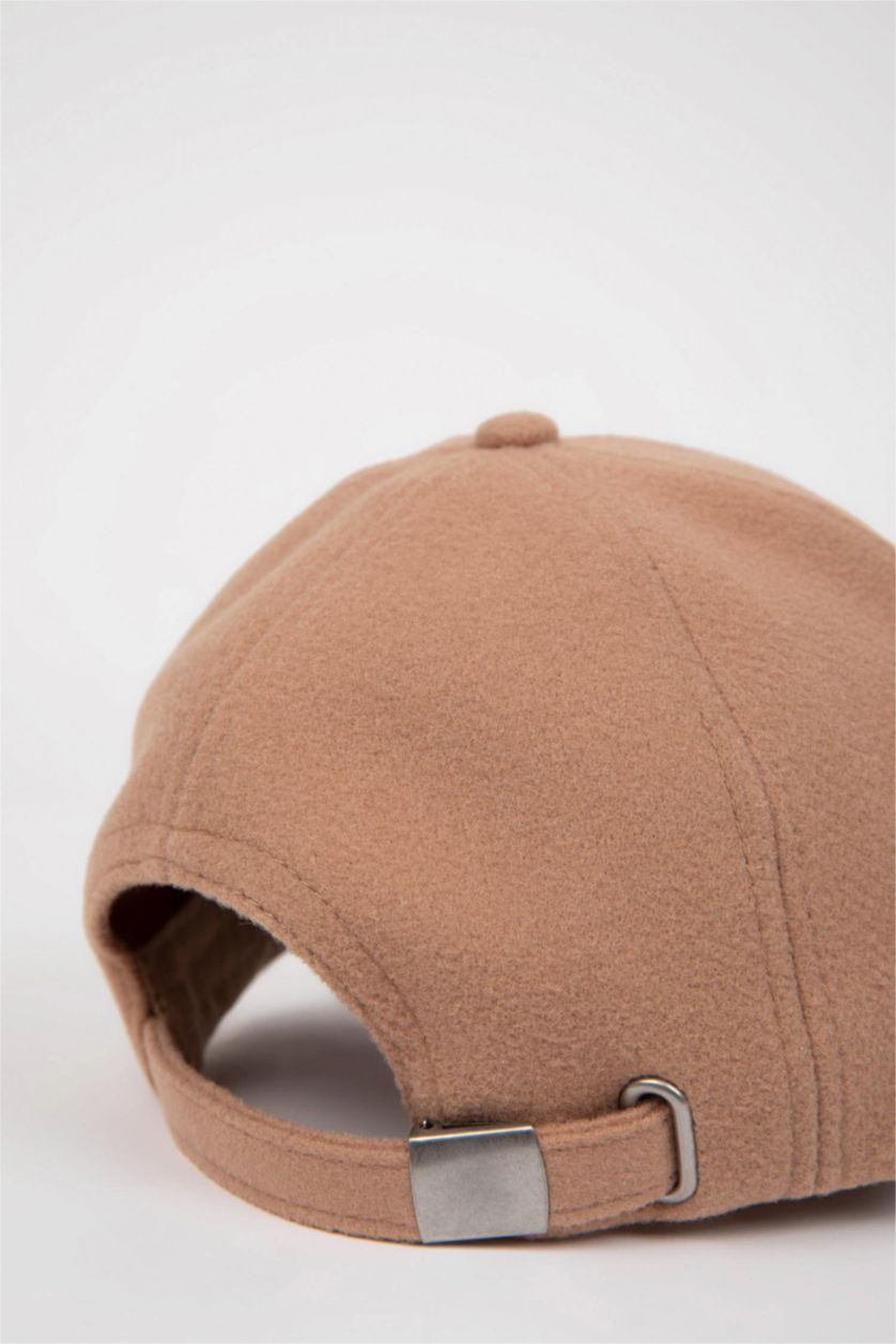 Kadın Açık Kahve Kadın Nakışlı Dokuma Cap Şapka