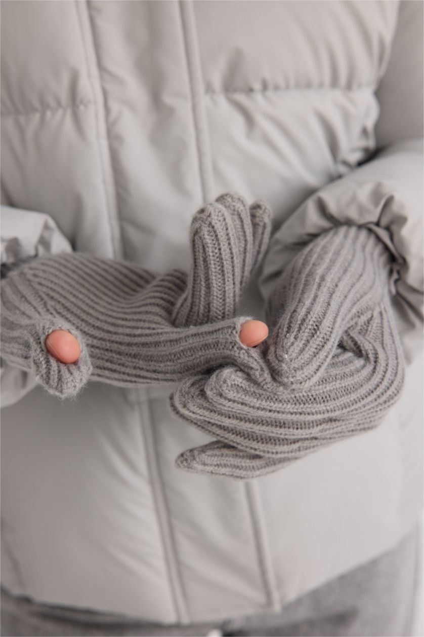 Kadın Açık Gri Kadın Fonksiyonel Triko Eldiven