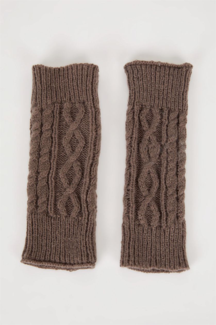 FEMME Beige Gants en tricot sans doigts pour femme