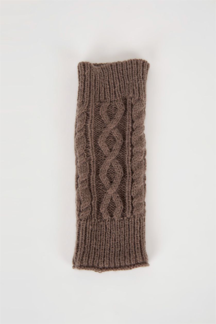 FEMME Beige Gants en tricot sans doigts pour femme