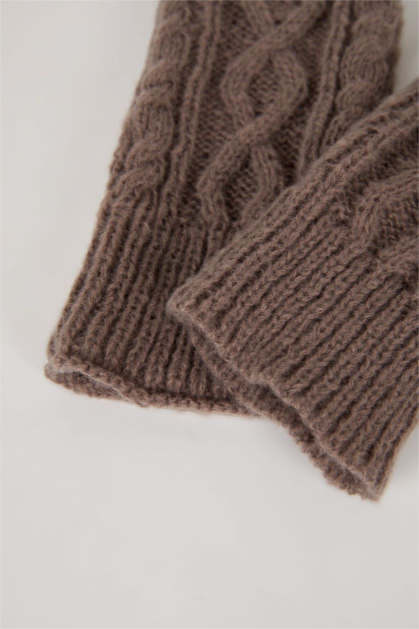 FEMME Beige Gants en tricot sans doigts pour femme