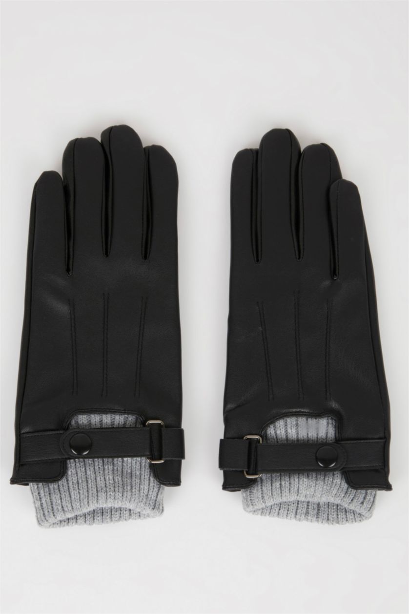 WOMAN Black Woman Faux Leather Gloves