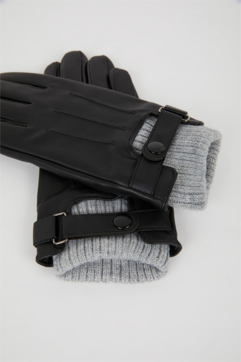 WOMAN Black Woman Faux Leather Gloves