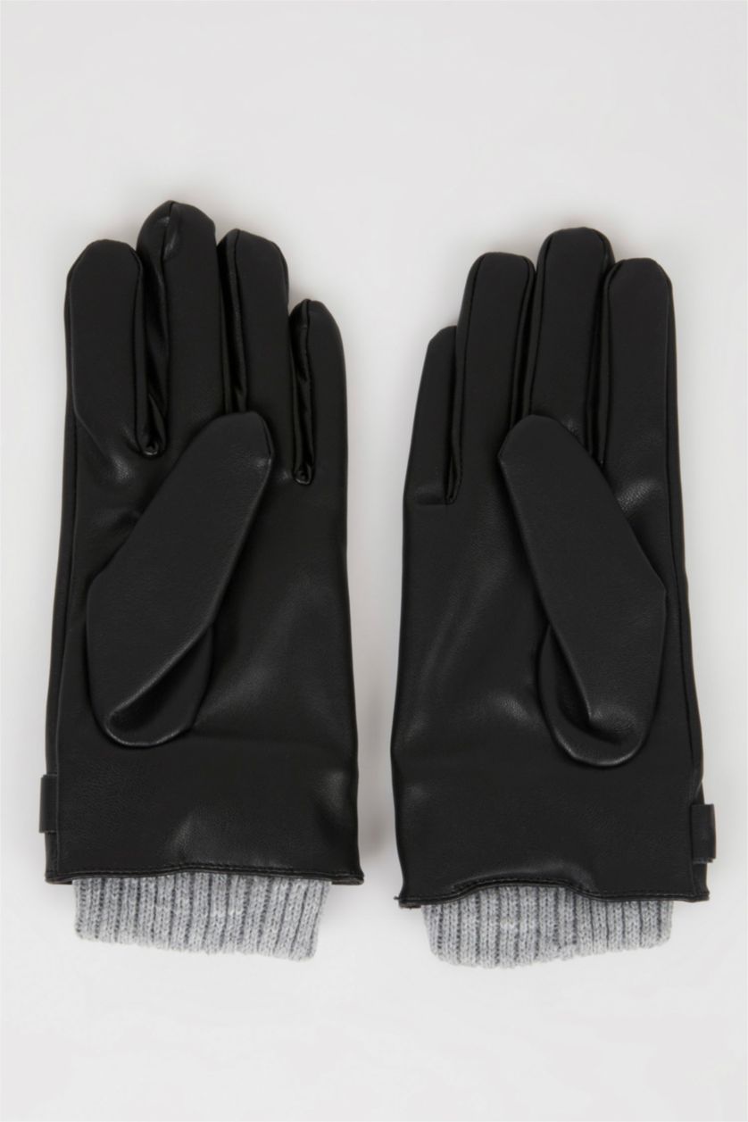 WOMAN Black Woman Faux Leather Gloves
