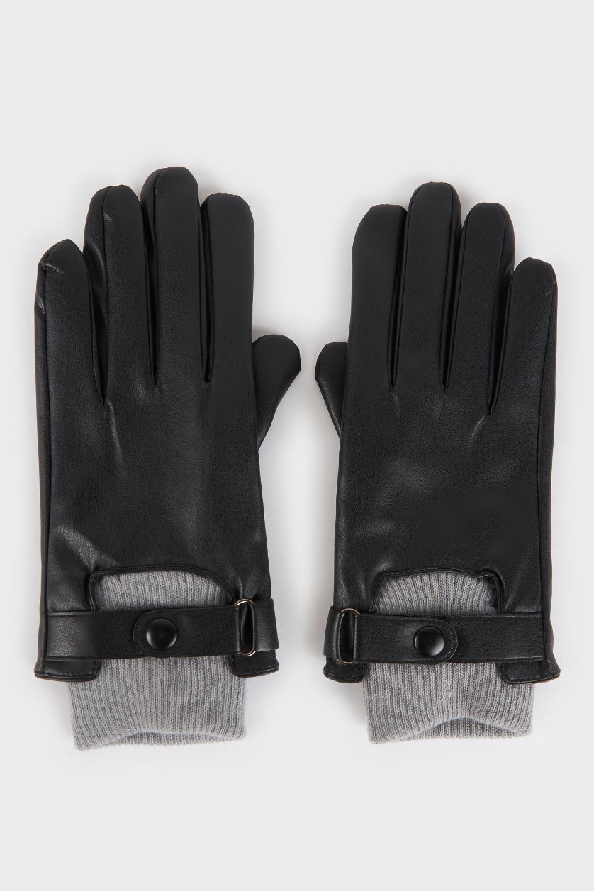 Kadın Siyah Kadın Suni Deri Eldiven