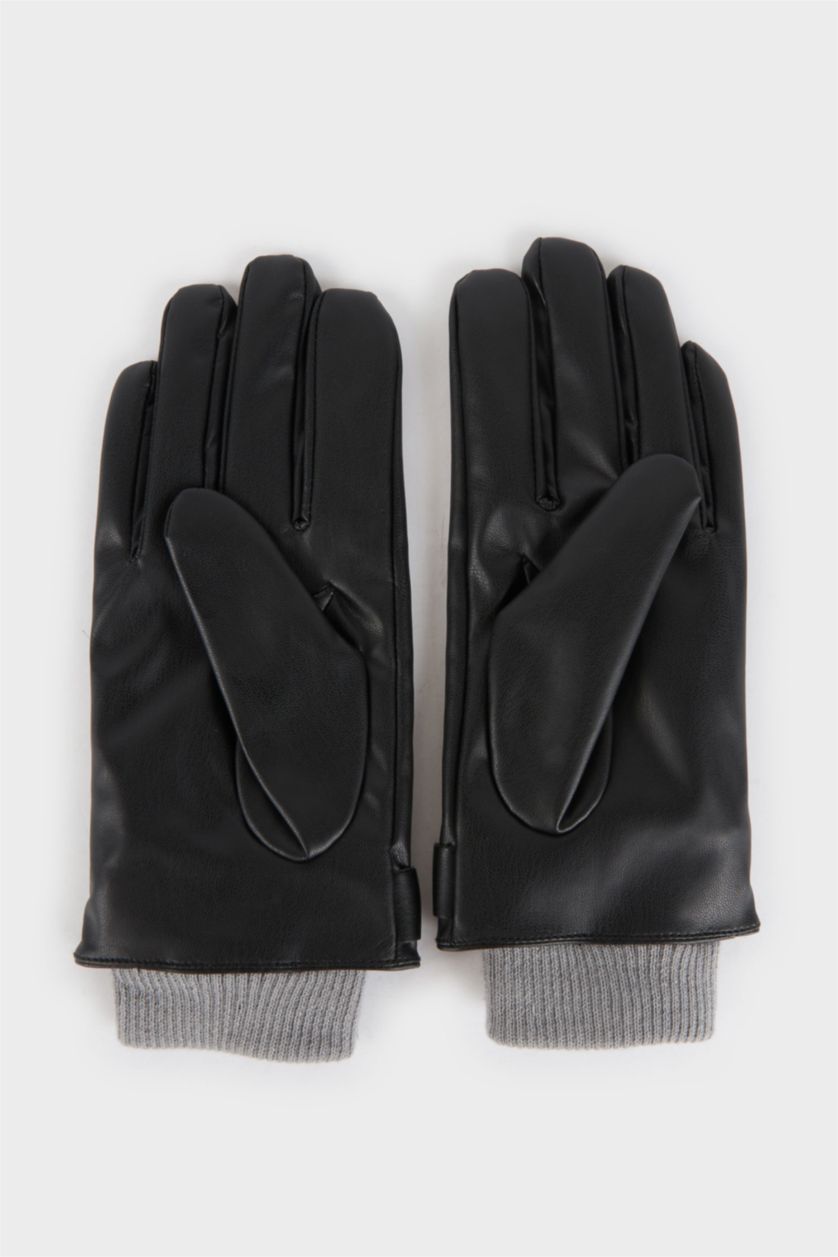 Kadın Siyah Kadın Suni Deri Eldiven