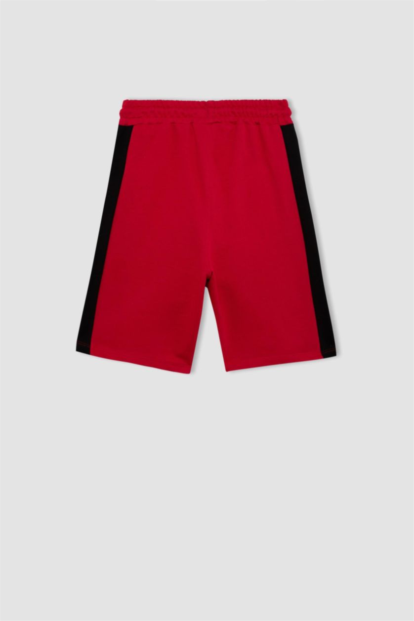 Erkek Çocuk - Genç Erkek Kırmızı Baskılı Şort Erkek Çocuk