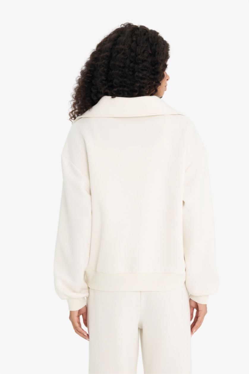 Әйелдерге экру қалыпты пішім поло жаға Свитер