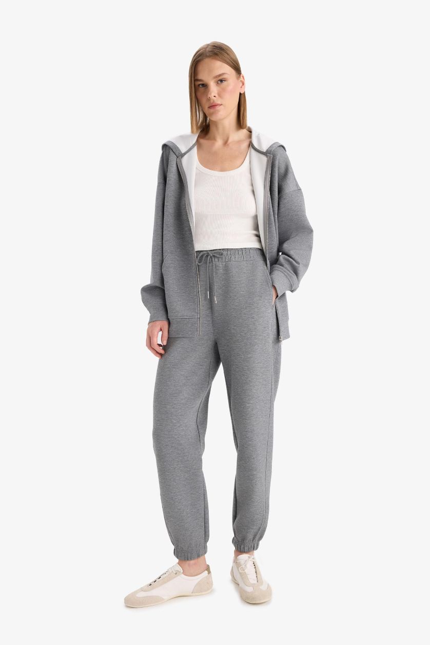 FEMME Gris Pantalon Jogging en tissu scuba avec poches Coupe standard