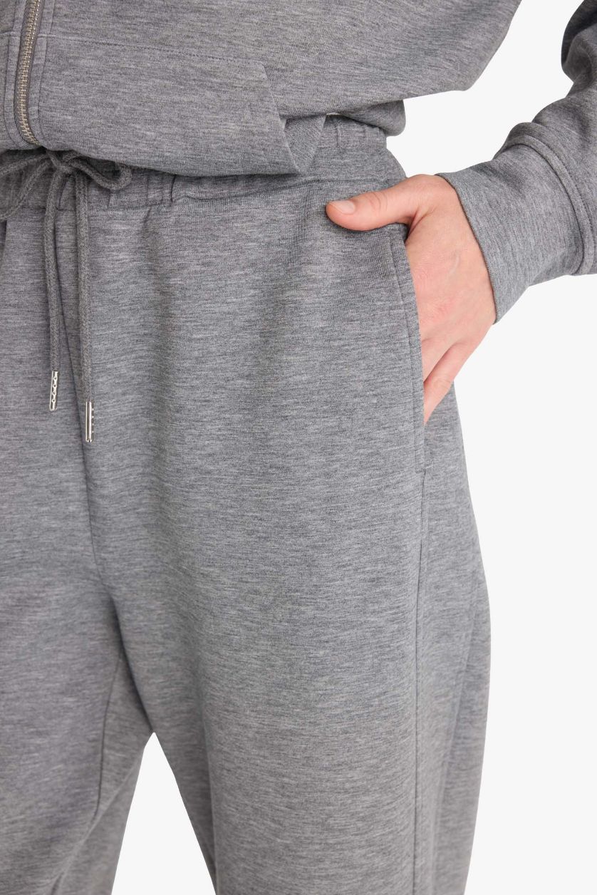 FEMME Gris Pantalon Jogging en tissu scuba avec poches Coupe standard