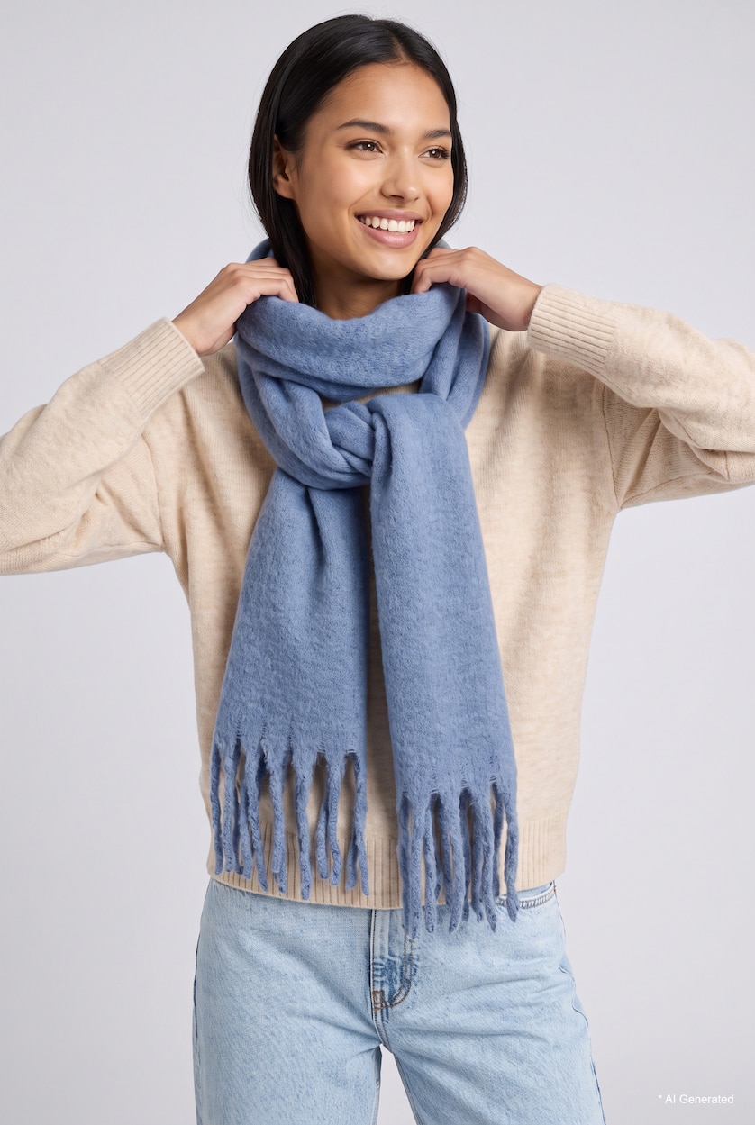 FEMRA Blue Woman Soft Textured Scarf
