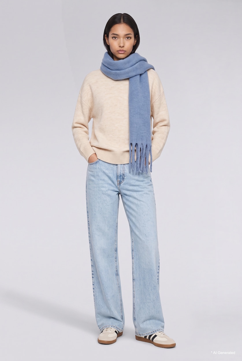 FEMRA Blue Woman Soft Textured Scarf