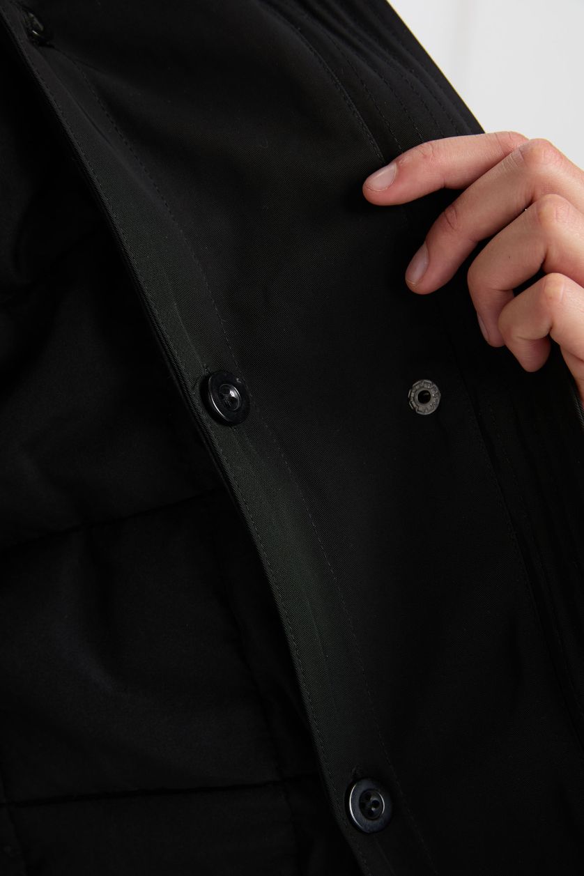 Woman Black Hooded Waterproof Jacket