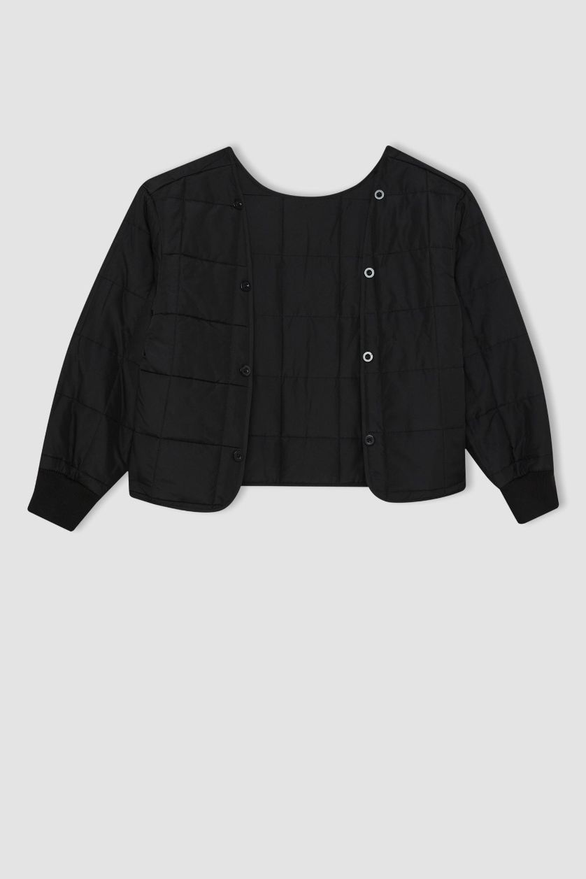 Woman Black Hooded Waterproof Jacket